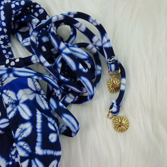 TOMMY BAHAMA Swim Top Bra Cowrie Reversible High Neck NWT M - Picture 8 of 11